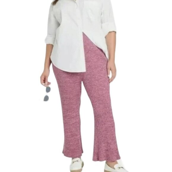 Women's Plus Size High-Rise Ribbed Sweater Pants | Ava & Viv | 3X - Picture 1 of 11